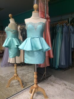 รหัส ชุดไปงานแต่ง : PF046 ชุดราตรีสั้น ผ้าไหมสีเขียวมิ้น ปักลูกไม้ สวยเก๋หรูดูดีแนววินเทจ ใส่ไปงานแต่งกลางวัน กลางคืน งานเลี้ยง งานรับปริญญา ชุดเพื่อนเจ้าสาว ชุดถ่ายพรีเวดดิ้ง น่ารักหนักมาก