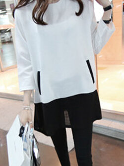 เสื้อแฟชั่นผู้หญิงแขนยาว คอกลมสไตล์เกาหลี รหัส 1589-สีขาว