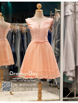 รหัส ชุดราตรีสั้น :BB046 มีชุดราตรีสวย สีโอรส ชุดไปงานแต่งสั้น เหมาะใส่งานหมั้น งานเช้า หรู พร้อมส่งเยอะสุดในไทย เนื้อผ้าพรีเมี่ยม คัตติ้งเนี๊ยบๆ