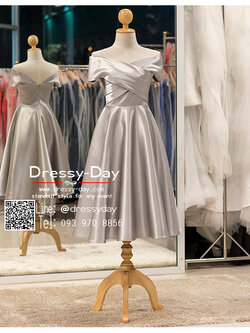 รหัส ชุดราตรีสั้น : PFS070 ชุดแซก ชุดราตรี เทาเงิน เรียบหรูเหมาะใส่ออกงานกลางคืน งานคอกเทล สำเนา