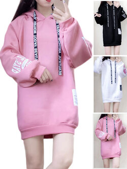 เสื้อแฟชั่นกึ่งเดรสแต่งฮู้ดแบบสวยน่ารักรหัส 1906