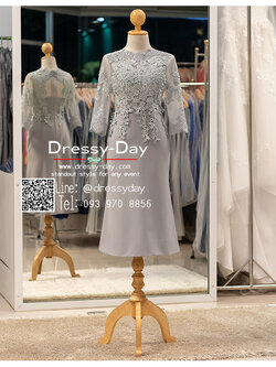 รหัส ชุดเจ้าภาพ :PFS075 ชุดราตรีสั้น หรู มีแขน งานลูกไม้สวยๆ ใส่ไปงานแต่งงานเช้ากลางวัน กลางคืนได้หลายโอกาส