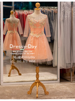 รหัส ชุดไปงานแต่งงาน : AN144 ชุดไปงานแต่งกลางวัน ตอนเช้า งานบ่าย แบบมีแขน คนอ้วน อวบ ใส่แล้วเรียบหรูไฮโซ