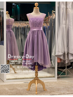 รหัส ชุดราตรีสั้น :BB140 มีชุดราตรีสวย ชุดไปงานแต่งสั้น เหมาะใส่งานหมั้น งานเช้า หรู พร้อมส่งเยอะสุดในไทย เนื้อผ้าพรีเมี่ยม คัตติ้งเนี๊ยบๆ สีม่วง หน้าสั้นหลังยาว