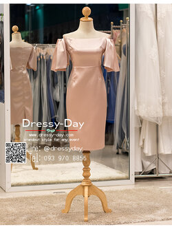 รหัส ชุดราตรี :PAS007 ชุดราตรีสั้น มีแขน ไหล่ปาด สีทอง/สีแชมเปญ สวยเซ็กซี่ สง่า ใส่เป็นชุดไปงานแต่งงาน งานกาล่าดินเนอร์ งานเลี้ยง งานพรอม งานรับกระบี่