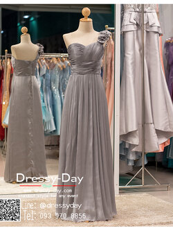 รหัส ชุดราตรียาว :PF082 ชุดแซก ชุดราตรียาว หรู สีเทา ไหล่เฉียงประดับดอกไม้สวยๆ สวยเก๋มากๆ เหมาะสำหรับงานแต่งงาน งานกลางคืน กาล่าดินเนอร์
