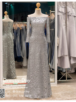 รหัส ชุดราตรียาว :PFL076 ชุดแซก ชุดราตรียาวสกรีนงานเพชรทั้งชุดรูปดอกไม้ ไหล่ปาด ดูดีมีระดับ ราตรียาวสวยหรู ปิดต้นแขน พรางหน้าทอง ใส่แล้วผอม ใส่แล้วเพรียว สวย หรู อลังและปังสุดๆ สวยเก๋เหมาะใส่ออกงานกลางคืน งานแต่งงาน สีเงิน แขนยาวเลยข้อศก