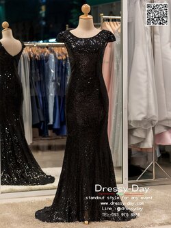 รหัส ชุดราตรี : BB100 ชุดราตรียาวพร้อมส่ง ราตรียาวสีดำ ผ้ากลิตเตอร์ทั้งชุด ใส่แล้วเข้ารูป อวดหุ่นสวยได้เป๊ะปังทุกองศา