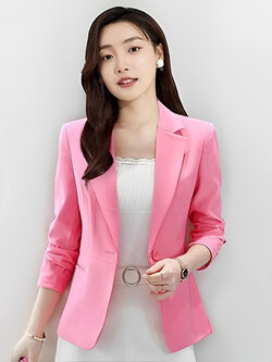 เสื้อสูทผู้หญิงแขนยาวสีชมพูแบบสวยหรู มี 5 ไซส รหัส1889