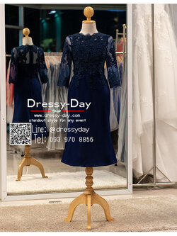 รหัส ชุดเจ้าภาพ :PFS075 ชุดราตรีสั้น หรู มีแขน งานลูกไม้สวยๆ ใส่ไปงานแต่งงานเช้ากลางวัน กลางคืนได้หลายโอกาส