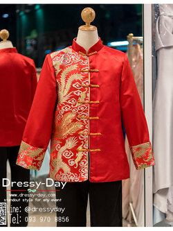 รหัส เสื้อจีนชาย : KPM008 เสื้อจีนชาย พร้อมส่ง ชุดจีนชาย โบราณ สีแดง ทอง เท่ห์มาก ใส่ในพิธียกน้ำชา ถ่ายพรีเวดดิ้ง และสำหรับญาติเจ้าภาพ