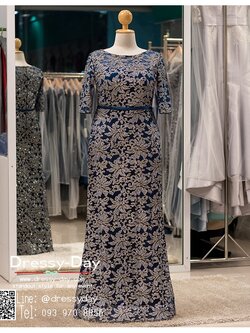 รหัส ชุดเจ้าภาพ :PFL074 ชุดราตรียาว มีแขน ชุดไปงานแต่งงานกลางคืน ชุดราตรีคนอ้วน ใส่สวย