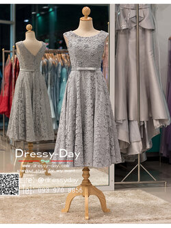 รหัส ชุดราตรี :PFS025 ชุดไปงานแต่งตกแต่งกริตเตอร์ ผ้าลูกไม้ฝรั่งเศษ สวยเก๋ ชุดราตรีสั้นหรู สีเทา คาดเข็มขัดโบว์ช่วงเอว สวย สง่า ดูดีแบบเจ้าหญิง ใส่ไปงานแต่งงาน งานกาล่าดินเนอร์ งานเลี้ยง งานพรอม งานรับกระบี่