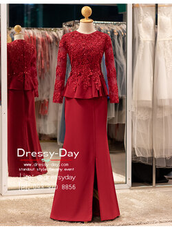 รหัส ชุดเจ้าภาพ : PFL196 ชุดแม่เจ้าสาวกลางวัน ชุดแม่เจ้าบ่าวงานเช้า อ้วน อวบ แบบไม่แก่ สวย เรียบหรู ทันสมัย