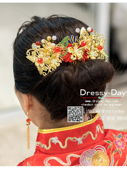 รหัส ปิ่นปักผมจีน : TR093 ขาย เครื่องประดับผมจีนโบราณ ปิ่นปักผมจีน เครื่องประดับหัวจีน ใส่คู่กับชุดยกน้ำชา สวย หรูหราแบบจัดเต็ม พร้อมส่ง