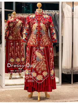 รหัส ชุดยกน้ำชา :KPL123 ชุดแต่งงานจีนโบราณ ตามประเพณีของจีน ชุดยกน้ำชาคนอ้วน สวย หรู อลัง ทุกองศา