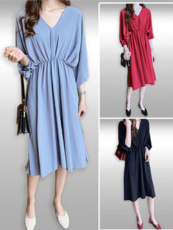 แม็กซี่เดรสยาวคอวีแบบสวยสไตล์เกาหลี มี3สี รหัส2187