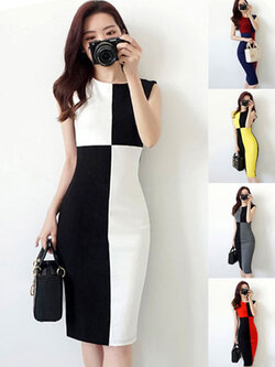 สินค้าพรีออเดอร์ ชุดเดรสแฟชั่นสสไตล์เรียบหรู 5สี 4ไซส รหัส PO-Dress-011