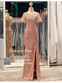 รหัส ชุดราตรียาว : PFL118 ชุดไปงานแต่ง แบบมีแขน ชุดไปงานแต่งงานกลางคืน ธีม gliter เรียบ หรู ดูแพง