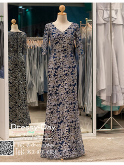 รหัส ชุดราตรียาว PFL075 ชุดแซก ชุดราตรียาวสกรีนงานเพชรทั้งชุดรูปดอกไม้ คอวี ดูดีมีระดับ ราตรียาวสวยหรู ปิดต้นแขน พรางหน้าทอง ใส่แล้วผอม ใส่แล้วเพรียว สวย หรู อลังและปังสุดๆ สวยเก๋เหมาะใส่ออกงานกลางคืน งานแต่งงาน สีกรม แขนยาว
