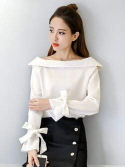 เสื้อแฟชั่นคอปาดแบบสวยหรูดูดี มี3สี รหัส1955