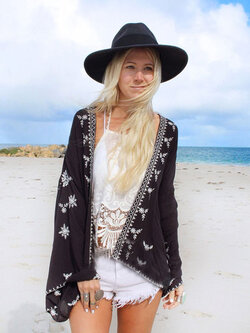 เสื้อคลุมแฟชั่นแขนสามส่วน พิมพ์ลาย สไตล์โบฮีเมี่ยน รหัส 1858