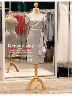 รหัส ชุดราตรีสั้น :PFS102 ชุดราตรีสั้นพร้อมส่ง ชุดราตรีสั้น เปิดไหล่ ชุดไปงานแต่งกลางคืน กลางวัน คนอ้วนใส่สวย