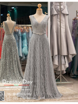 รหัส ชุดราตรี : PF068 ชุดราตรียาว แขนกุด สีเงิน คอวี งานเพชรทั้งชุด สวยหรู สง่า โดดเด่นที่สุด ใส่ออกงานกาล่าดินเนอร์ งานพรมแดง ไปงานแต่งงาน งานบายเนียร์ หรือเป็นชุดถ่ายพรีเวดดิ้ง
