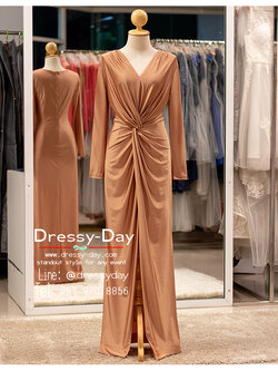 รหัส ชุดราตรียาว : PFL206A ชุดไปงานแต่งวัยรุ่น งานเช้า กลางวัน กลางคืน สวย เรียบหรูดูแพง