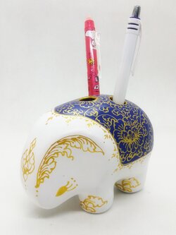 ช้างเสียบดินสอปากกา Size S ขาวน้ำเงิน