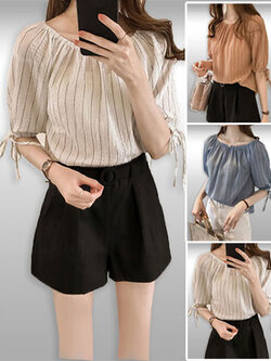 เสื้อแฟชั่นเปิดไหล่แบบสวยหวานมี3สี รหัส2079