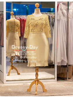 รหัส ชุดเจ้าภาพ : PFS214 ชุดแม่เจ้าสาวอวบ อ้วน ชุดแม่เจ้าบ่าวตอนกลางวัน เช้า แบบแขนยาว สวย หรูหรา สมฐานะเจ้าภาพ สำเนา สำเนา