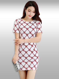 ชุดเดรสแฟชั่นแต่งลายใส่ทำงานสวยหวาน รหัส 2216