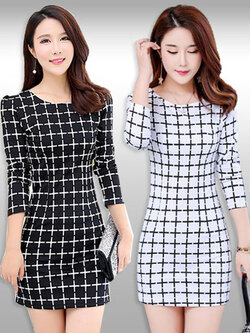 ชุดเดรสแฟชั่นแต่งลายใส่ทำงานสวยหวาน มี 2 สี รหัส 2218