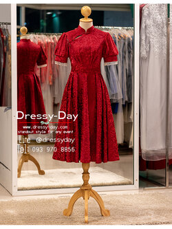 รหัส ชุดราตรีสั้น : KPS135 ชุดราตรีสั้นมีแขน ชุดราตรีผู้หญิงมินิมอล สวย หรู เรียบโก้ แบบชุดยกน้ำชาดารา