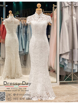 รหัส ชุดกี่เพ้า : KPL036 ชุดกี่เพ้าประยุกต์ สวยๆ ชุดกี่เพ้าสีขาว แบบยาว ผ้าลูกไม้เนื้อดี ซับในซาติน เหมาะมากสำหรับใส่ใน พิธียกน้ำชา งานแต่งงานตามธรรมเนียมจีน ชุดส่งตัวเจ้าสาว ชุดถ่ายพรีเวดดิ้ง สวย หรู สง่ามากค่ะ