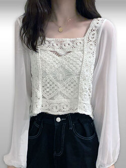 เสื้อครอปแฟชั่นสวยหวานสไตล์เกาหลี รหัส2365