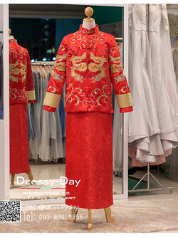 รหัส เสื้อจีนชาย : KPM012 เสื้อจีนชาย พร้อมส่ง ชุดจีนชาย โบราณ สีแดง ดีเทลทอง เหมาะมากสำหรับใส่ในพิธียกน้ำชา ถ่ายพรีเวดดิ้ง และสำหรับญาติเจ้าภาพ