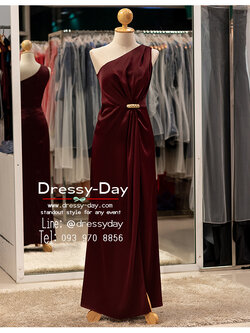 รหัส ชุดราตรียาว : PFL172 ชุดไปงานแต่ง กลางคืน ไหล่เฉียง เรียบหรูดูแพง กระโปรงเดรป ใส่สวยมากค่ะ