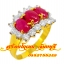 แหวนหญิงพลอยทับทิม 3เม็ด ล้อมเพชร
