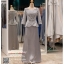 รหัส ชุดเจ้าภาพ : PFL060 ชุดราตรียาวมีแขน ชุดไปงานแต่งกลางคืน คนอ้วนใส่สวย
