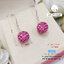 ต่างหูเงินแท้92.5% งานร้อยเม็ดบอล-สีชมพู(PINK) เม็ดบอล 8mm.(เรือนเงินแท้)
