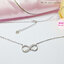 สร้อยพร้อมจี้เงินแท้92.5% Infinity ประดับเพชร cz Free size 16-17.5 นิ้ว ชุบทองคำขาว(เรือนเงินแท้)