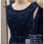 รหัส ชุดราตรี :PFS025 ชุดไปงานแต่งตกแต่งกริตเตอร์ ผ้าลูกไม้ฝรั่งเศษ สวยเก๋ ชุดราตรีสั้นหรู สีน้ำเงิน คาดเข็มขัดโบว์ช่วงเอว สวย สง่า ดูดีแบบเจ้าหญิง ใส่ไปงานแต่งงาน งานกาล่าดินเนอร์ งานเลี้ยง งานพรอม งานรับกระบี่