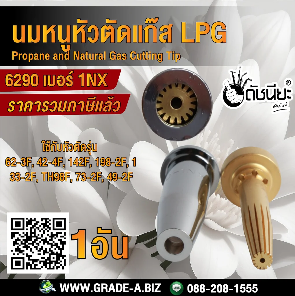 หัวตัดแก๊สสีเงิน LPG เบอร์ 1 (6290-1NX)