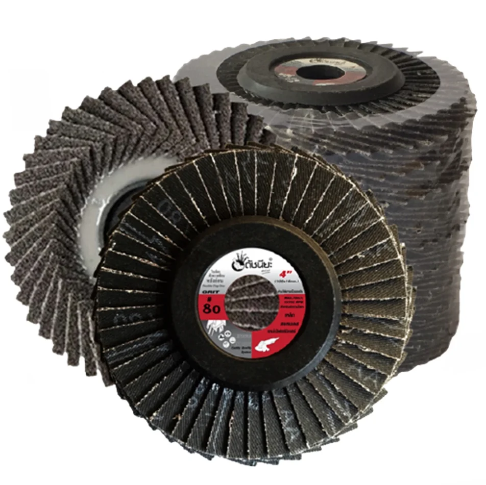 10ใบ เบอร์#80 จานทรายซ้อนหลังอ่อน 4นิ้ว ผ้าดำแคลไซน์อลูมิน่า FLEXIBLE FLAP DISC 100x16MM.GRIT#80=10pcs.สำหรับขัดงาน สแตนเลส เหล็กคาร์บอน อะลูมิเนียม หรืองานโลหะ ไม้เฟอร์นิเจอร์ 10ใบ เบอร์#80 จานทรายซ้อนหลังอ่อน 4นิ้ว ผ้าดำแคลไซน์อลูมิน่า FLEXIBLE FLAP DISC 100x16MM.GRIT#80=10pcs.สำหรับขัดงาน สแตนเลส เหล็กคาร์บอน อะลูมิเนียม หรืองานโลหะ ไม้เฟอร์นิเจอร์