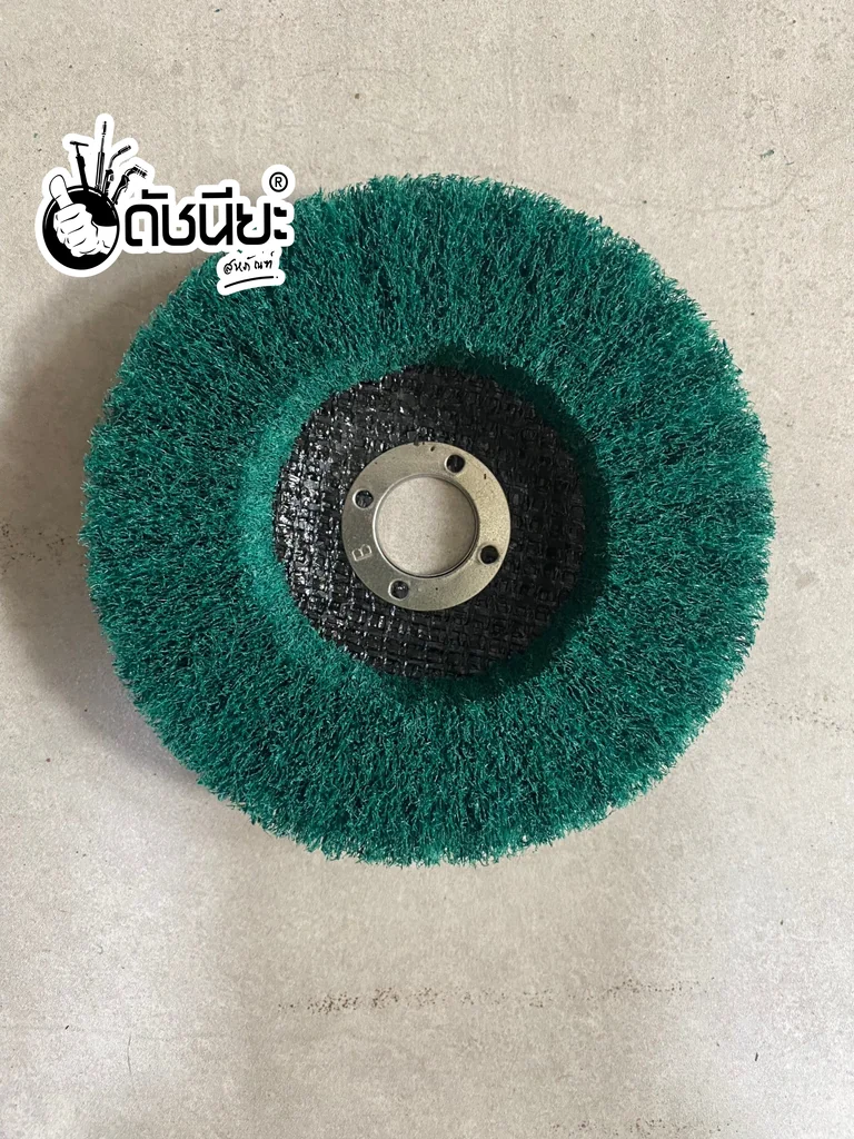 จานขัดใยสังเคราะห์สีเขียว 4นิ้ว มีฝาหลัง NON WOVEN FLAP DISC 100x16MM.GREEN ขัดสนิม ลบรอยเชื่อม ลบครีบ ลบคม ขัดทำความสะอาด ขัดตกแต่งผิว ขัดสร้างลาย