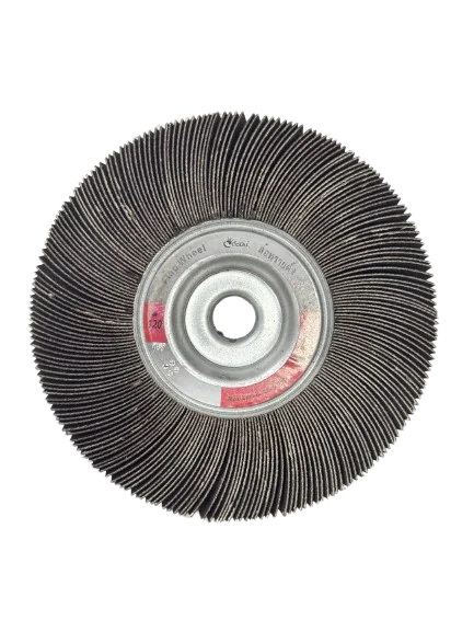 เบอร์#120 ล้อทรายตั้ง ขนาด 6นิ้วหนา1นิ้วรู16มม..ล้อทรายไม่มีแกน FLAP WHEEL 6"X1" HOLE 16MM. GRIT#120 ขัดลบรอยเชื่อม ลบรอยต่อ ขัดเงา ขัดลายบนสเตนเลส โลหะ และลบครีบส่วนเกิน