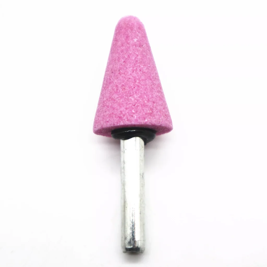 หินเจียรนัยแกน 6มม.สีชมพู A-5 (19x28x6MM.) MOUNTED POINT GRINDING WHEEL PINK ดอกเจียร หินเจียรอมยิ้ม ลูกหินขัดเจียร แบบมีแกน 6 มิล สีชมพู