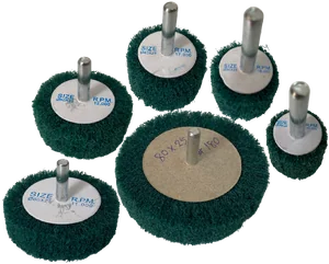 ล้อใยสังเคราะห์ล้วนสีเขียวมีแกน Non woven Flap mounted wheel green ล้อใยสังเคราะห์ล้วนสีเขียวมีแกน Non woven Flap mounted wheel green